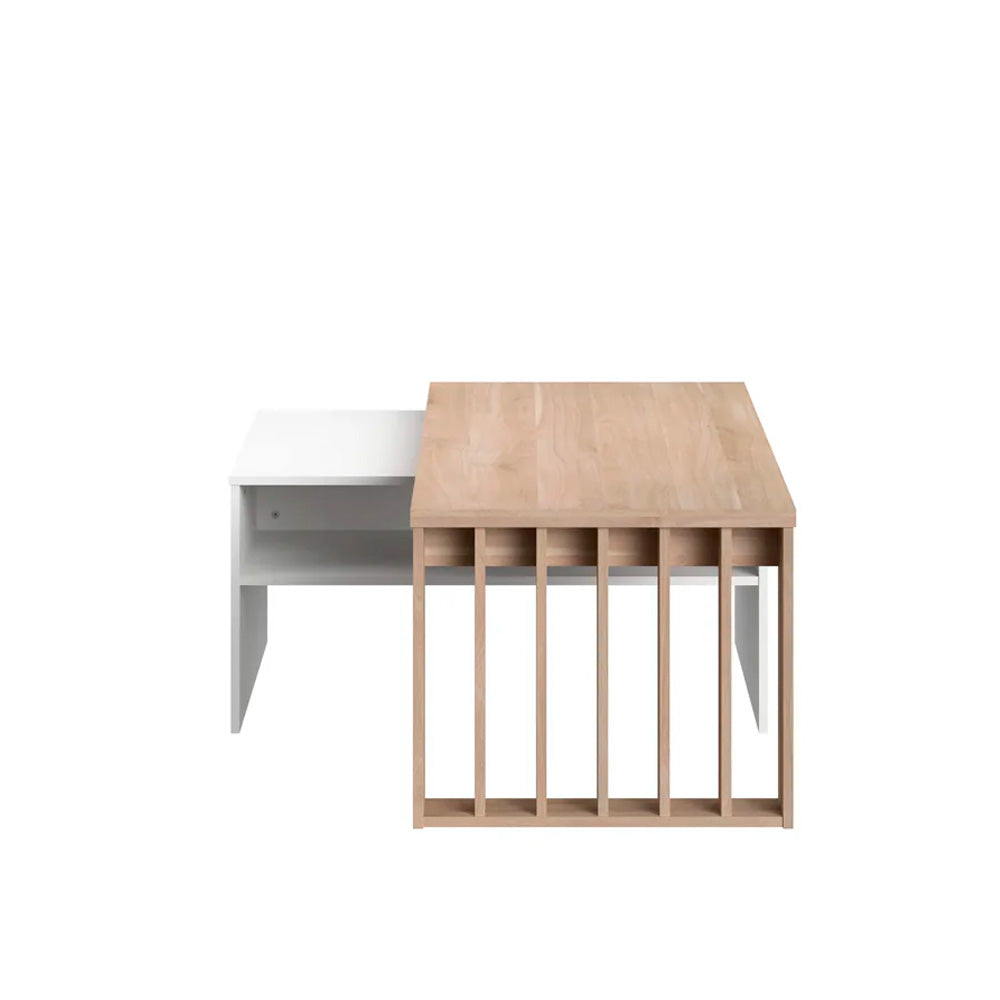 Mesa de centro modular Nala - Color Madera y Blanco - Tugow
