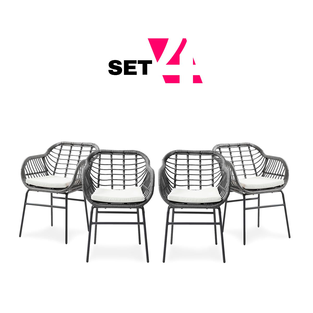 Set de 4 sillas de exterior Millor - Gris - Tu Gow