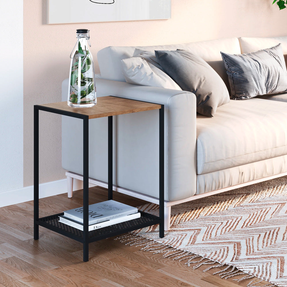 Mesa lateral Niran - Negro y Color Madera - Tugow