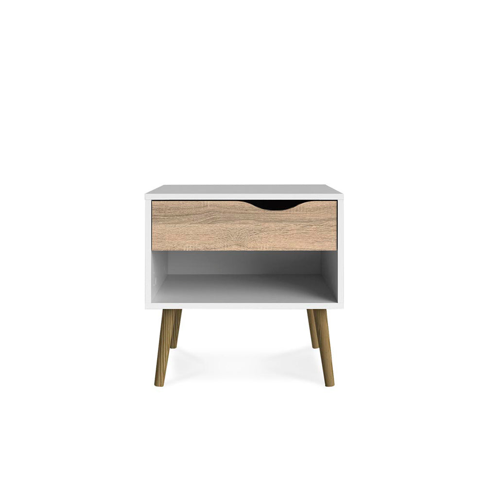 Buró Nordik - Color Madera y Blanco - Tugow