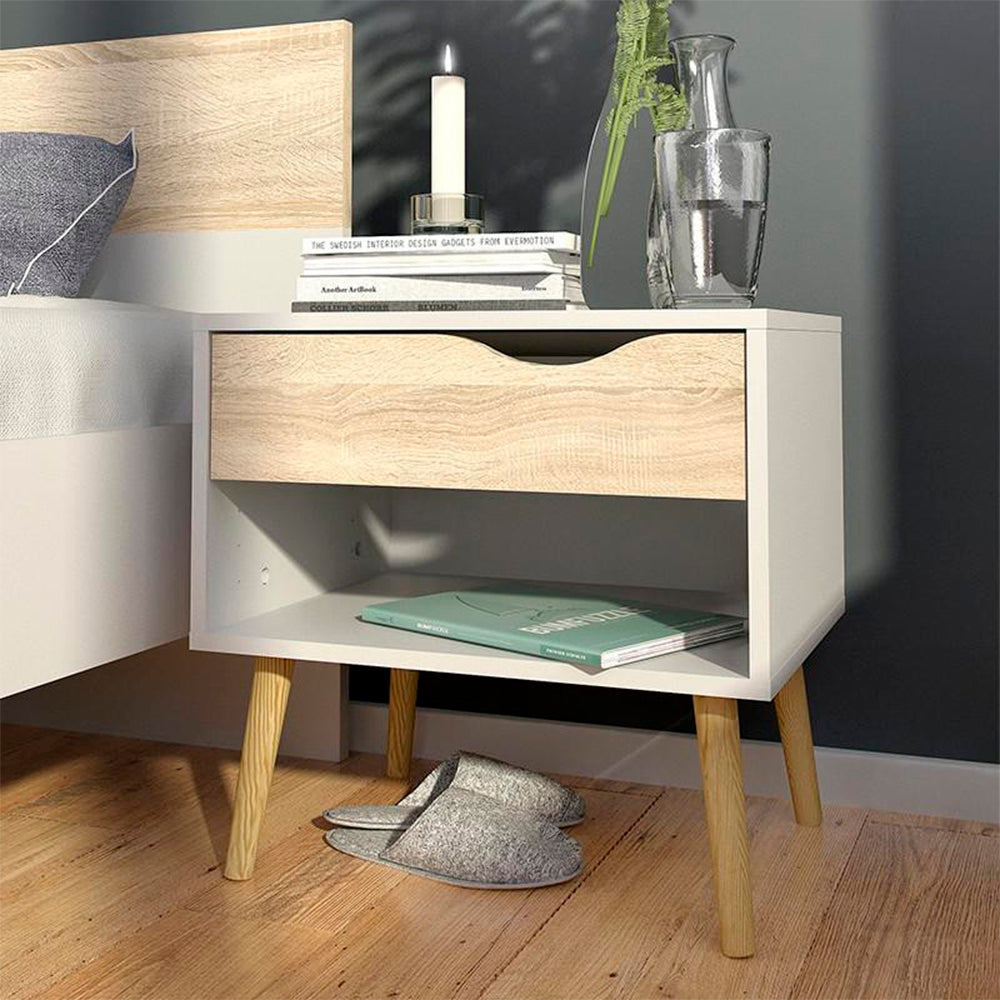 Buró Nordik - Color Madera y Blanco - Tugow
