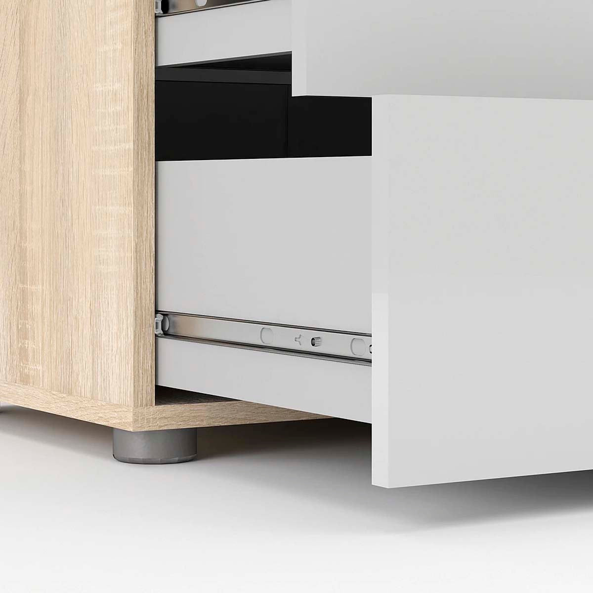 Cajonera Nova - Color Madera y Blanco Brillante - Tu Gow