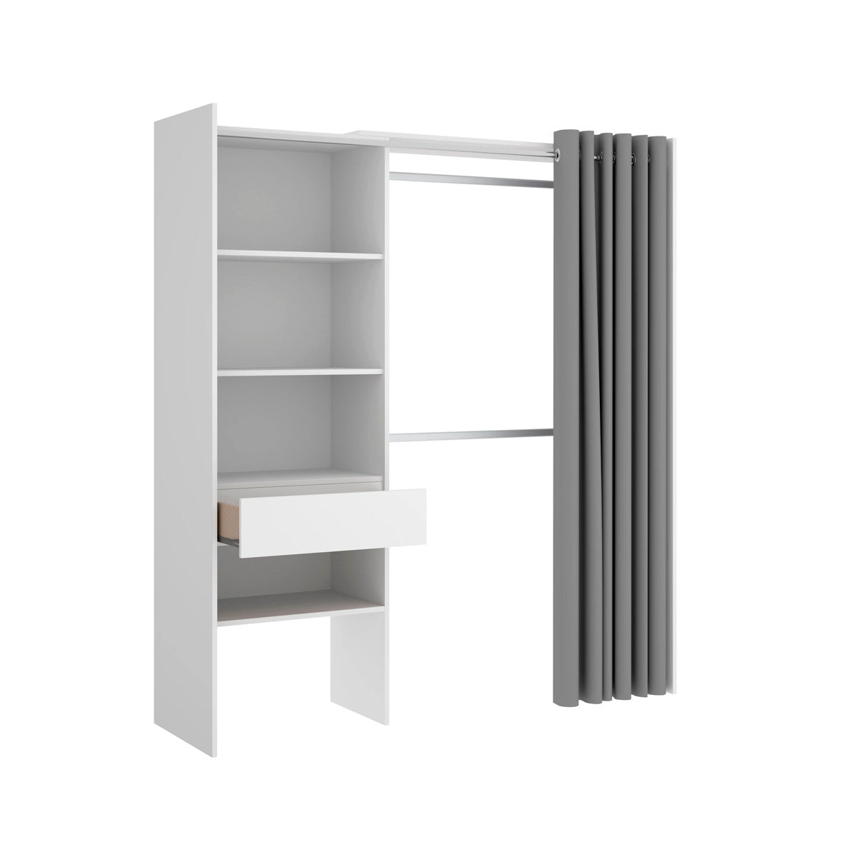Clóset Nozomi de 160cm - Blanco y Gris Claro - Tu Gow