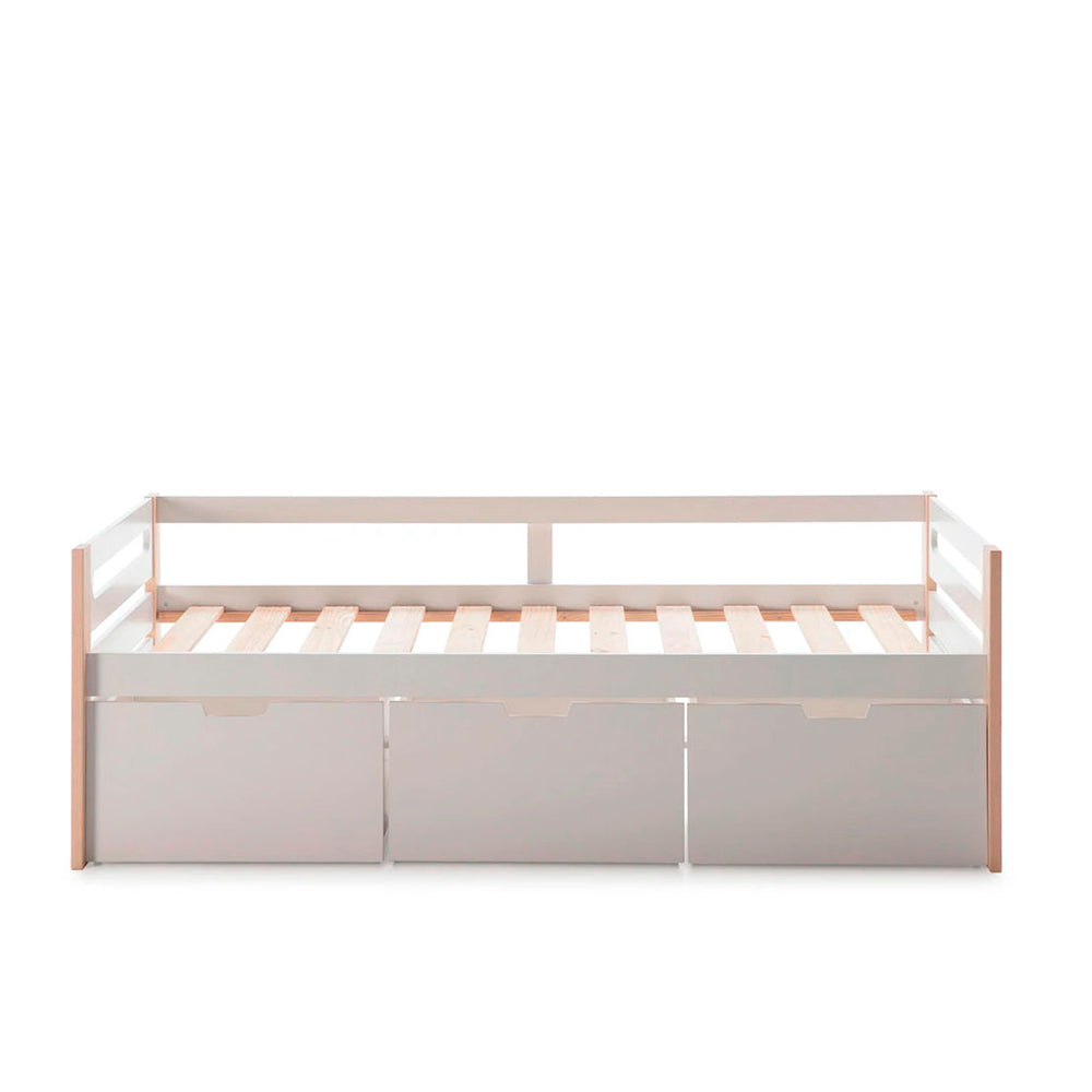 Cama individual Nuba - Blanco y Madera - Tugow