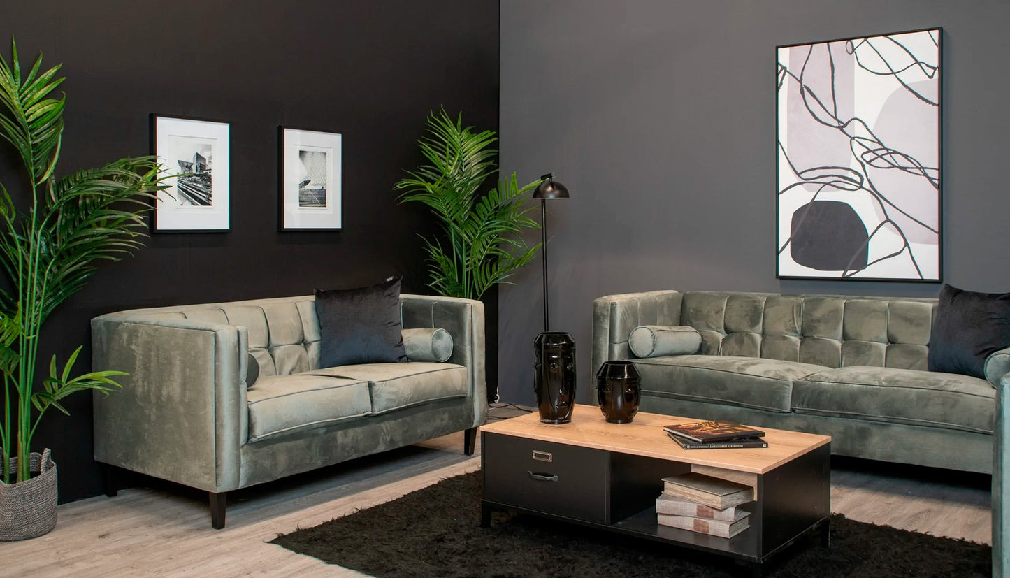 Sofá de 3 plazas terciopelo Oscar - Gris - Tugow