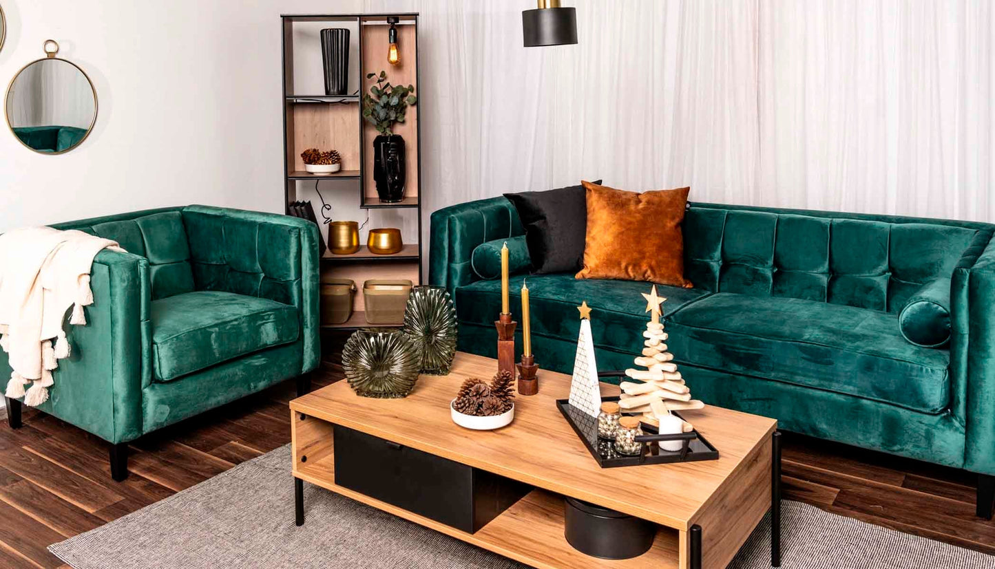 Sillón terciopelo Oscar - Verde - Tu Gow