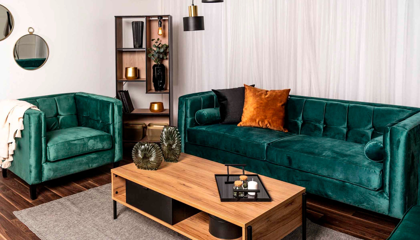 Sillón terciopelo Oscar - Verde - Tu Gow
