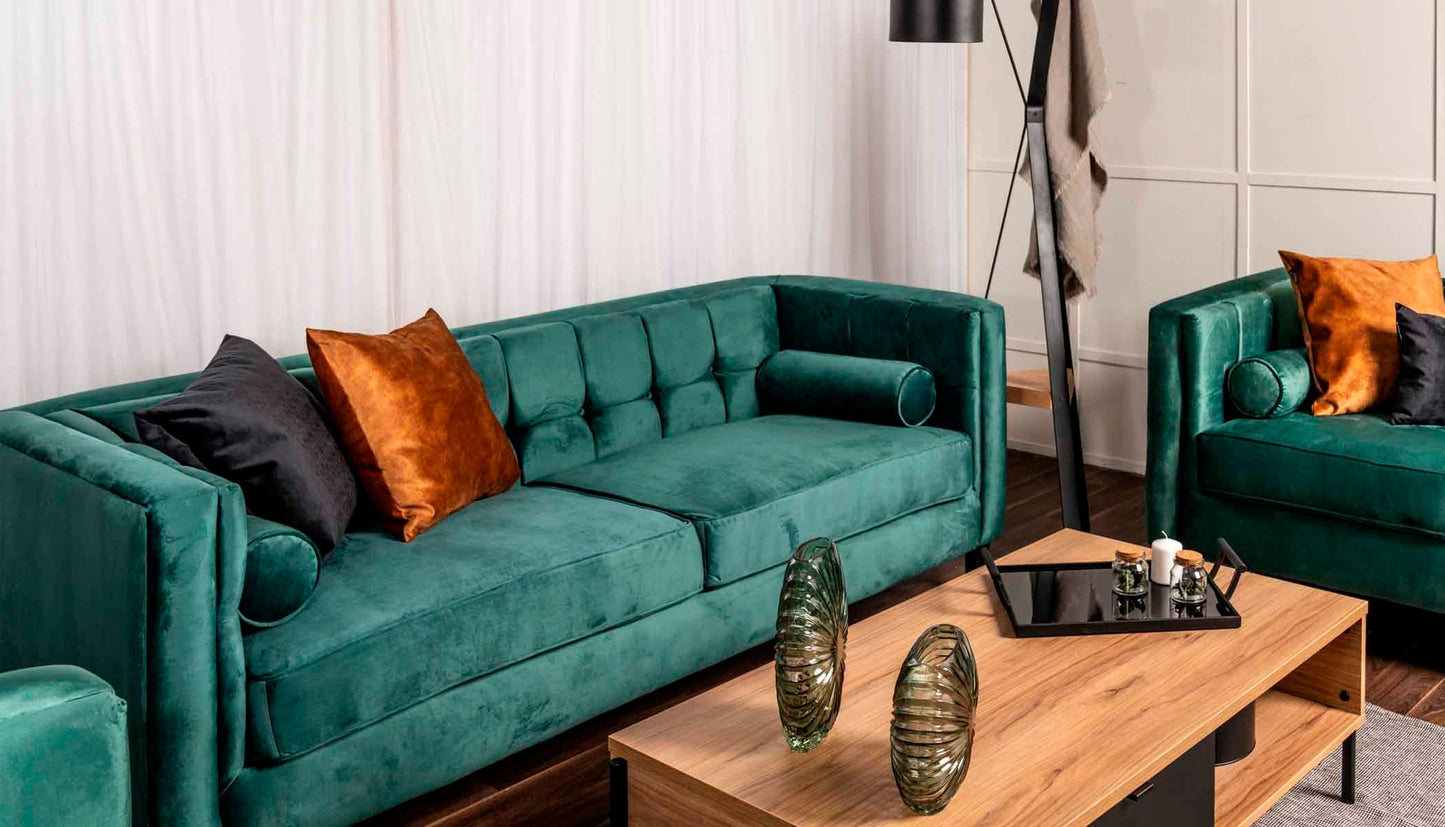 Sillón terciopelo Oscar - Verde - Tu Gow