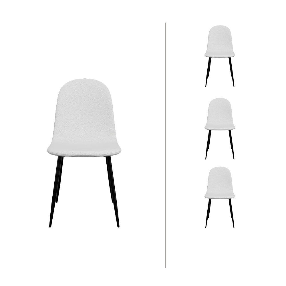 Set de 4 sillas tela bouclé Oxford - Blanco y Negro - Tugow