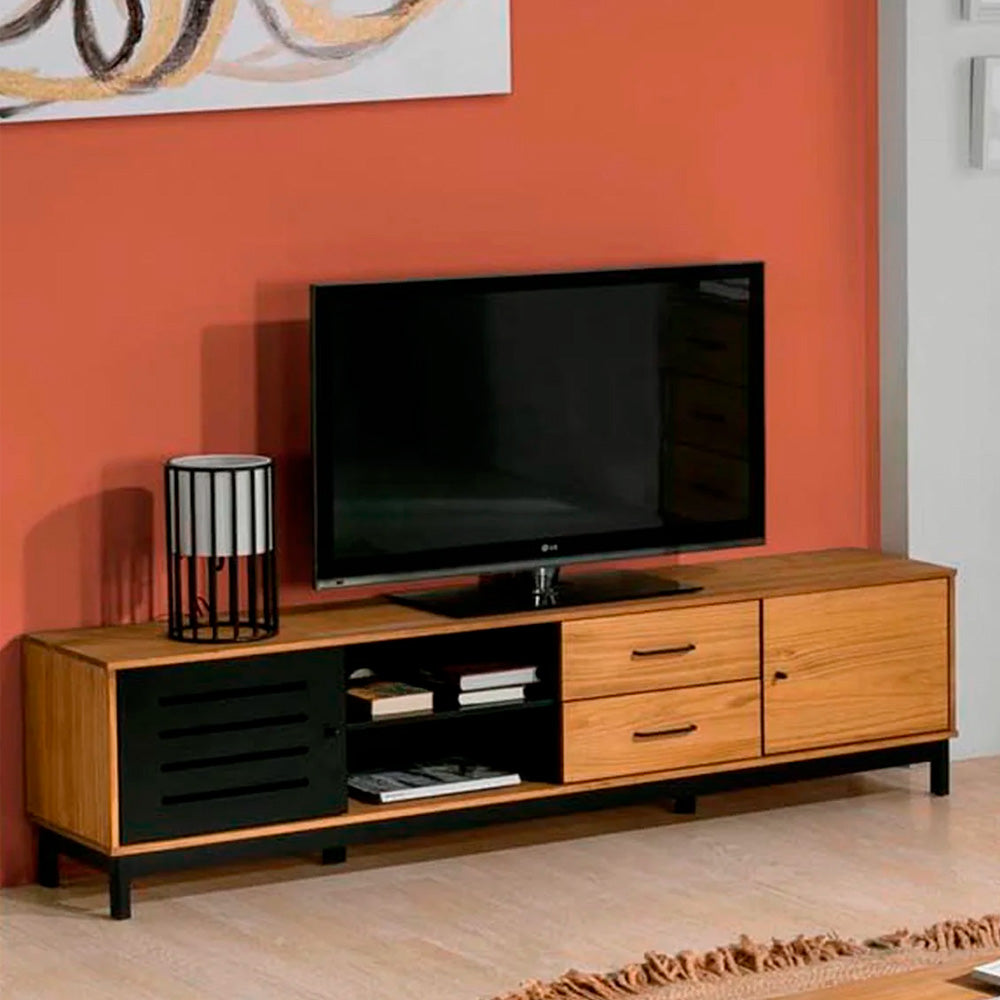 Mueble para tv Panucci - Color Madera y Negro - Tugow