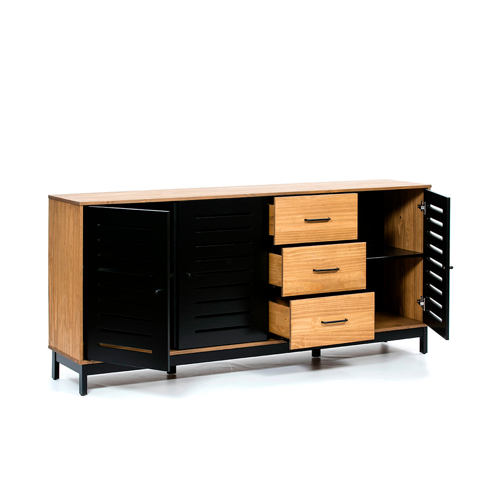 Credenza Panucci - Color Madera y Negro - Tugow