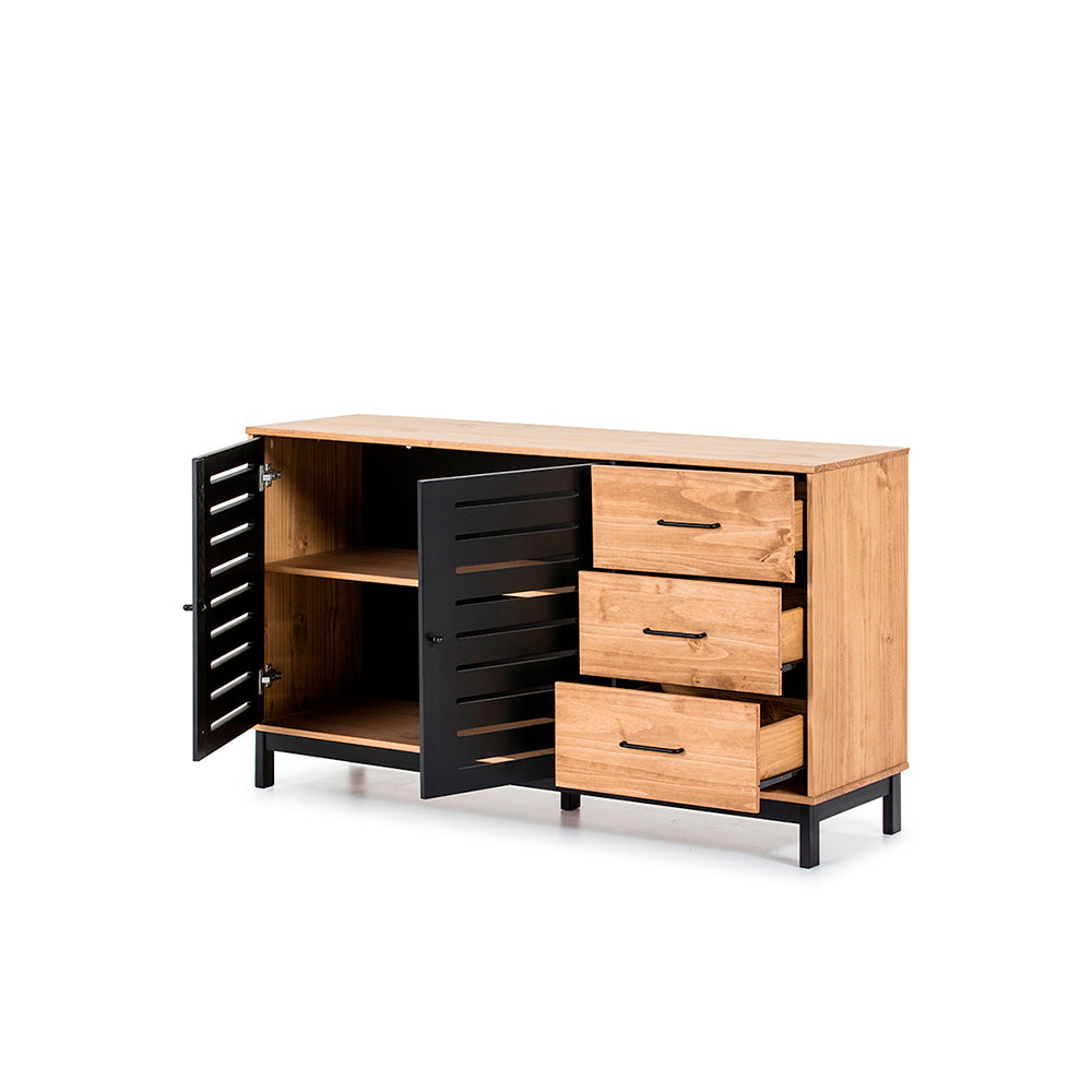 Credenza Panucci - Color Madera y Negro - Tugow