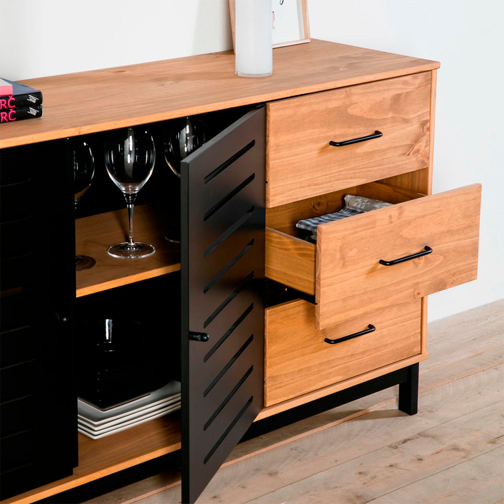 Credenza Panucci - Color Madera y Negro - Tugow