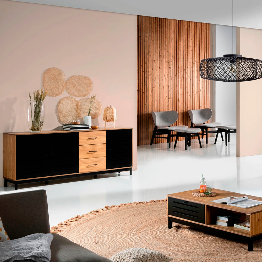 Credenza Panucci - Color Madera y Negro - Tugow