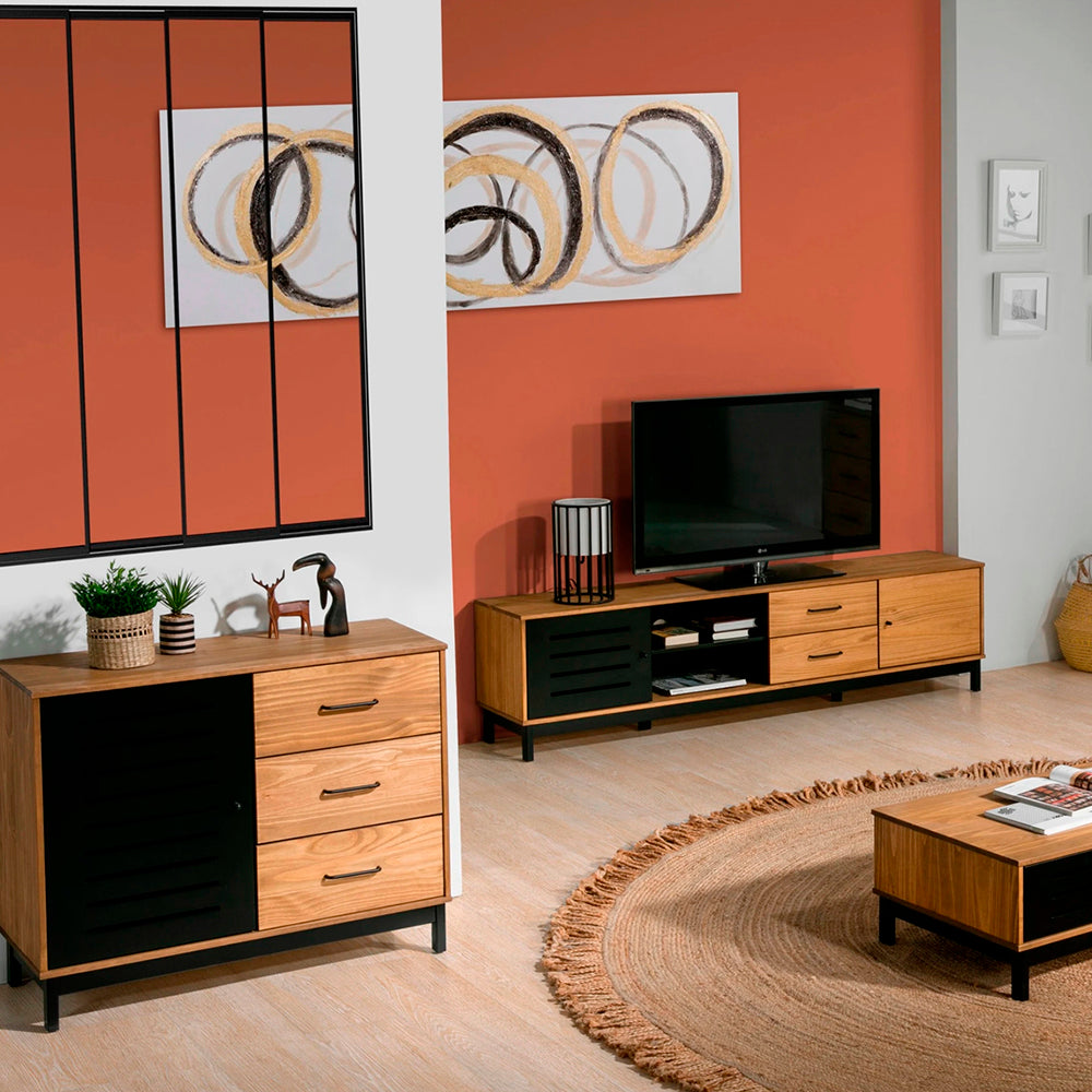 Credenza Panucci - Color Madera y Negro - Tugow