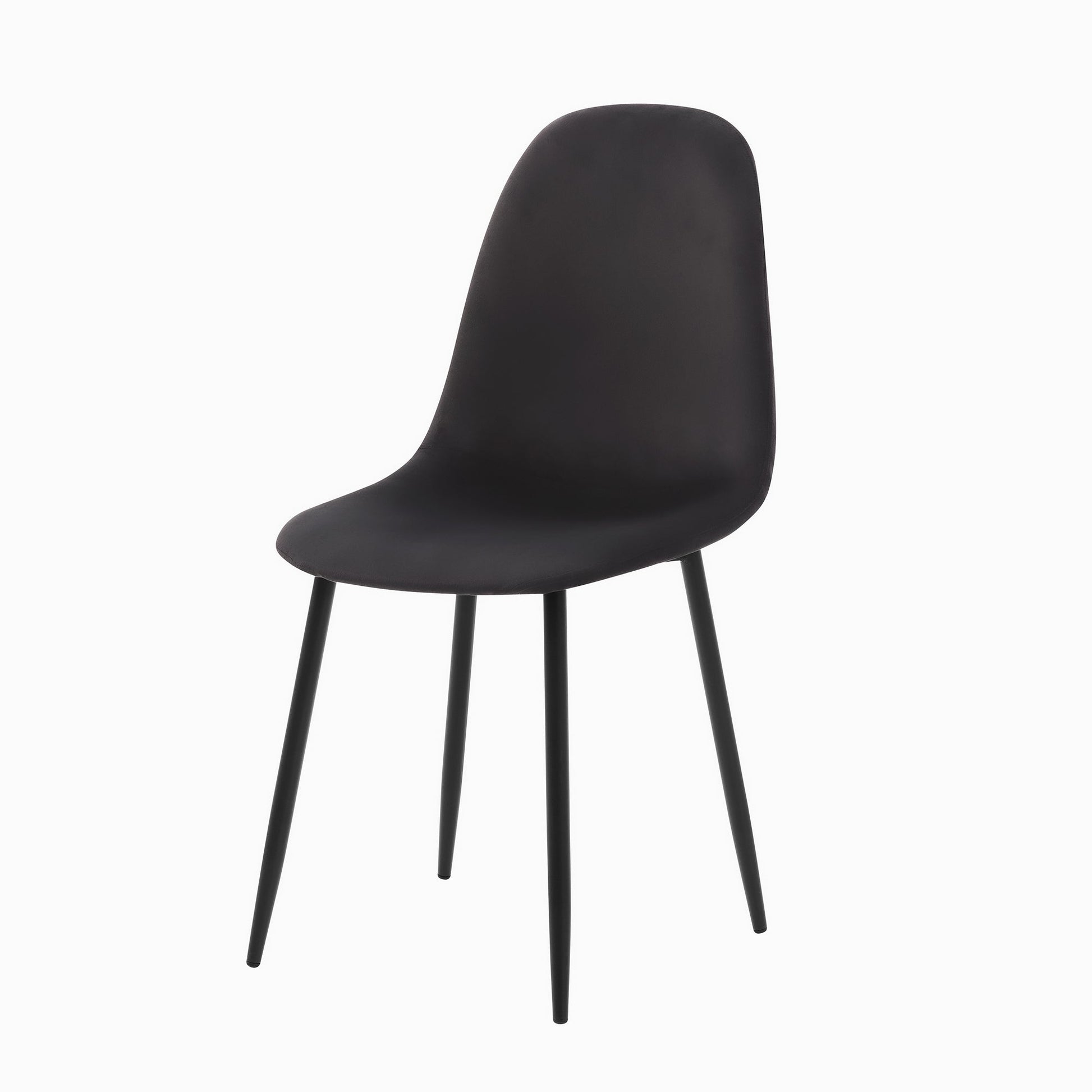 Set de 4 sillas terciopelo Oxford - Gris y Negro - Tugow