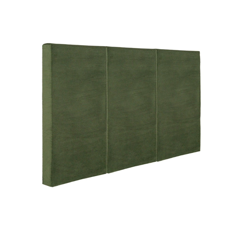Juego de 3 Paneles Para Cabecera Modular Matrimonial /Queen Size Lunaria - Tela Tipo Pana Verde Pino