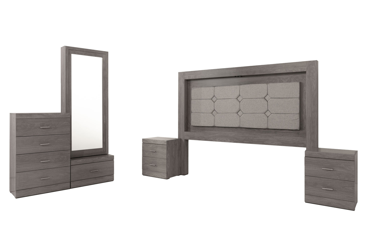 Recámara King Size de 5 piezas Mobli - Gris