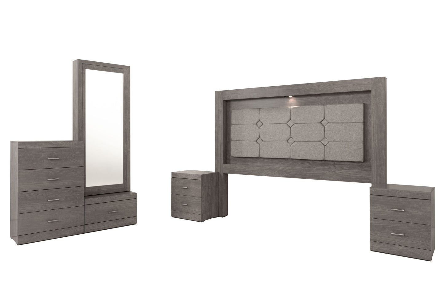Recámara King Size de 5 piezas Mobli - Gris