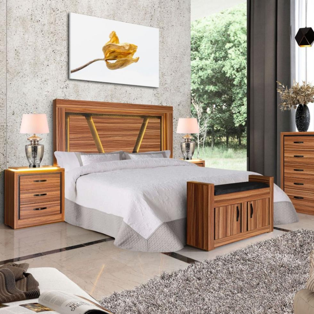 Recámara King Size de 6 pz Lorvia - Nogal