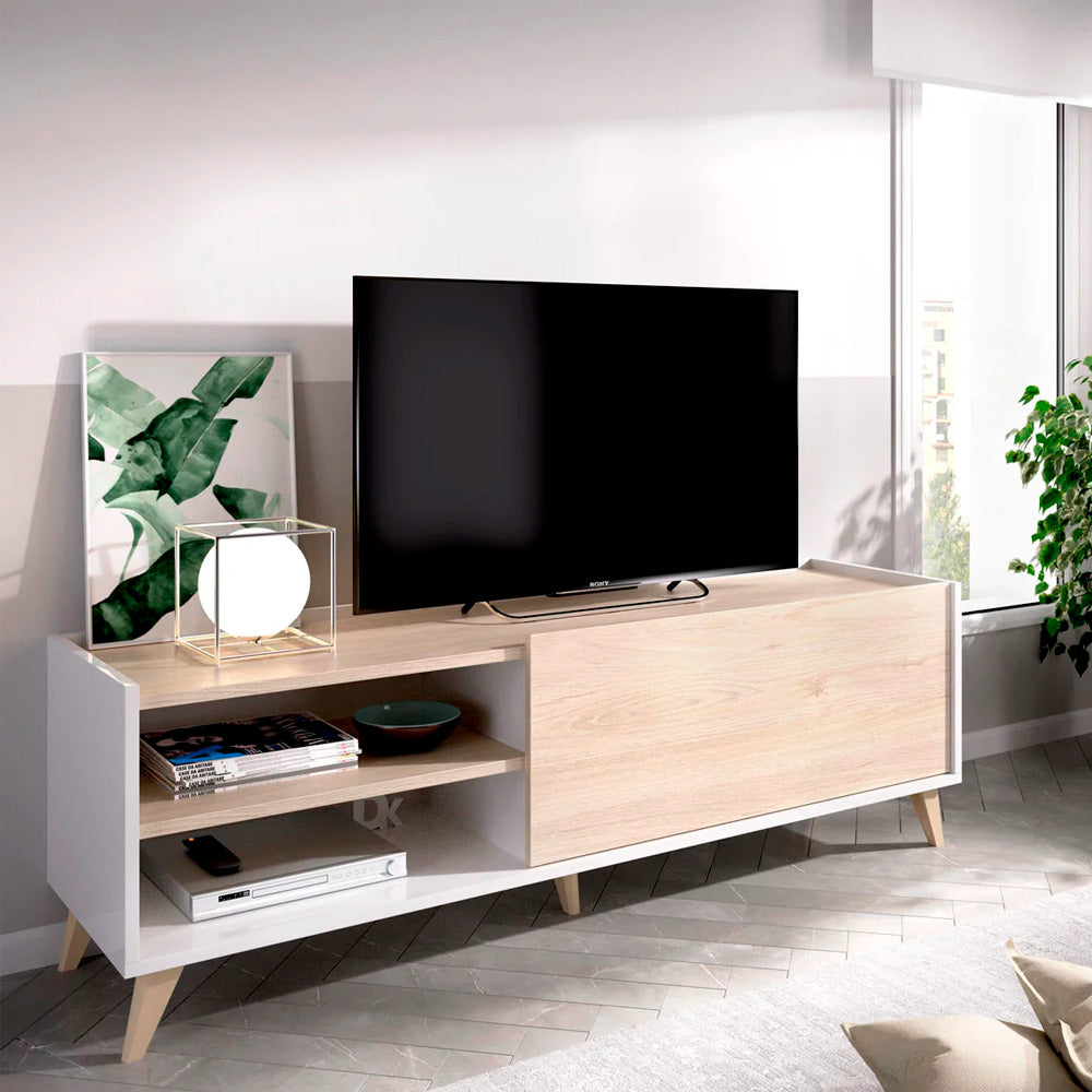 Mueble para tv Saint - Color Madera y Blanco - Tugow