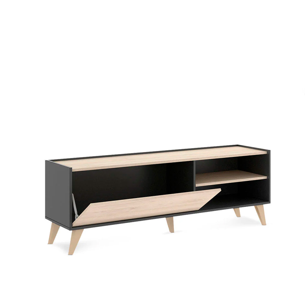 Mueble para tv Saint - Color Madera y Gris Oscuro - Tugow