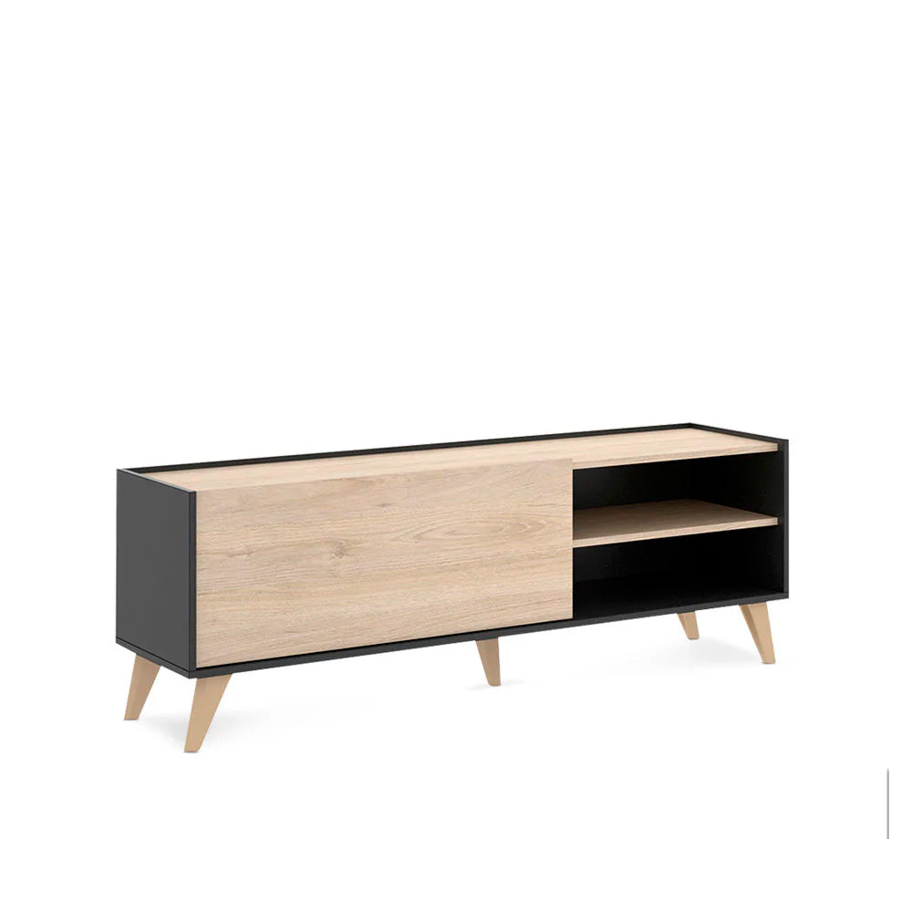 Mueble para tv Saint - Color Madera y Gris Oscuro - Tugow