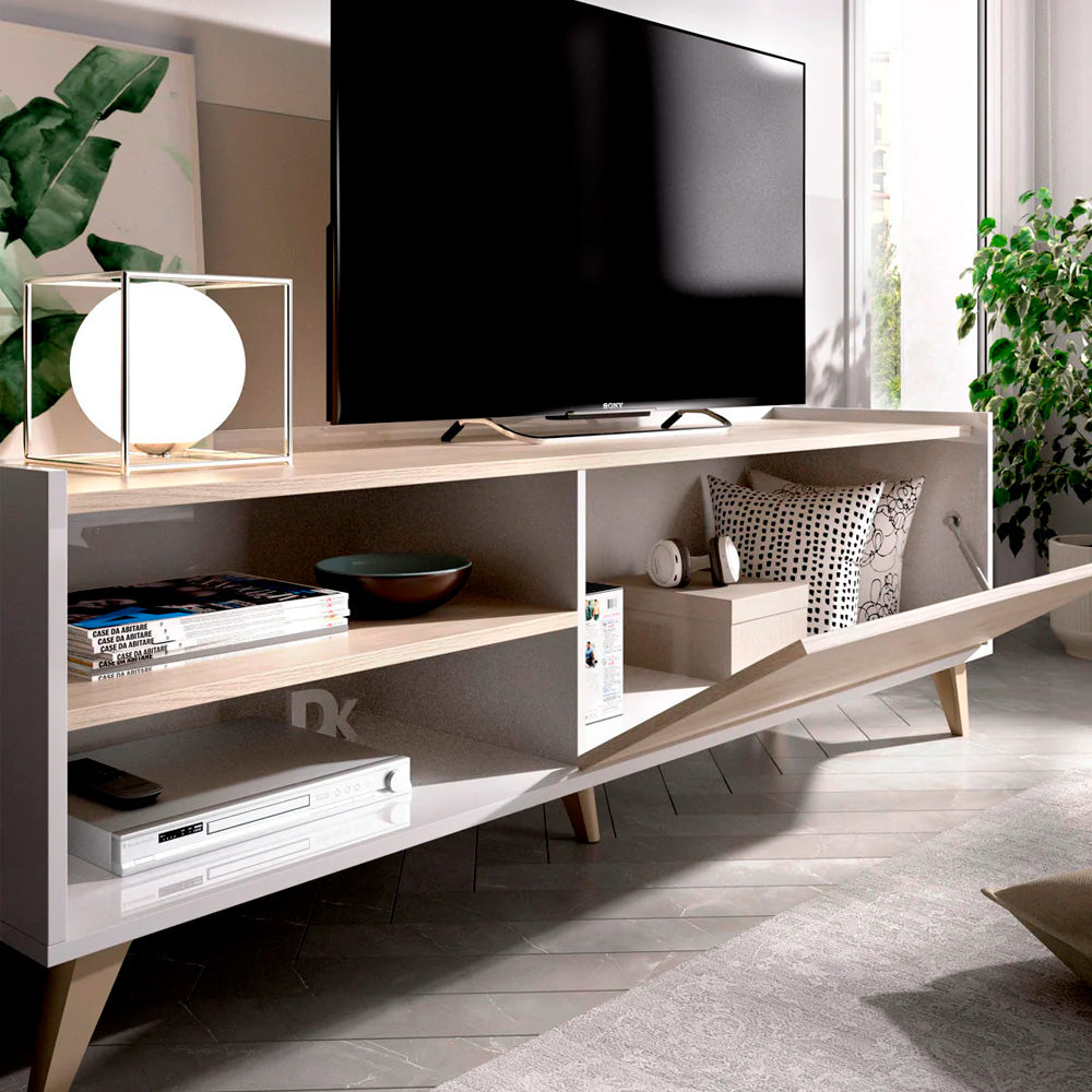 Mueble para tv Saint - Color Madera y Blanco - Tugow
