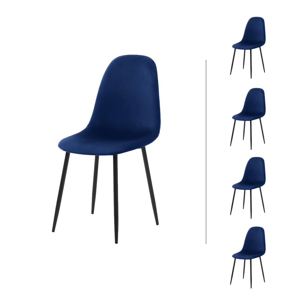 Set de 4 sillas terciopelo Oxford - Azul y Negro - Tugow