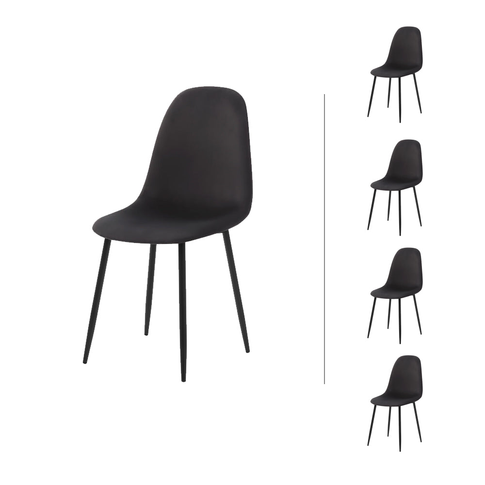 Set de 4 sillas terciopelo Oxford - Gris y Negro - Tugow