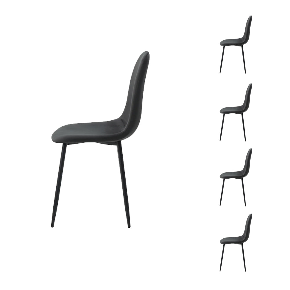 Set de 4 sillas terciopelo Oxford - Gris y Negro - Tugow