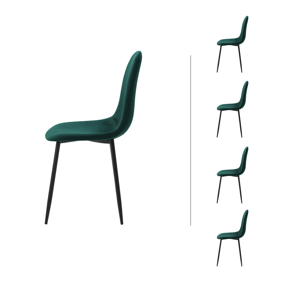 Set de 4 sillas terciopelo Oxford - Verde y Negro - Tugow