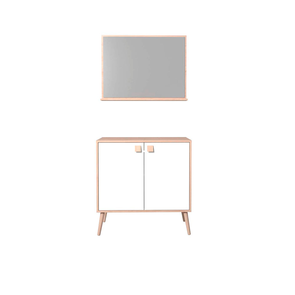 Conjunto mueble de baño y espejo Sigma - Color Madera y Blanco - Tugow