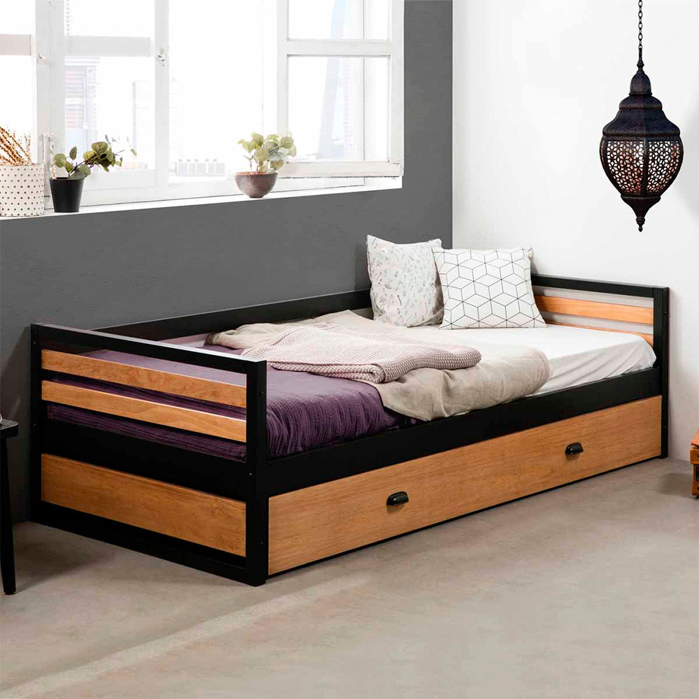 Cama Nido Simba - Color Madera y Gris Oscuro - Tugow