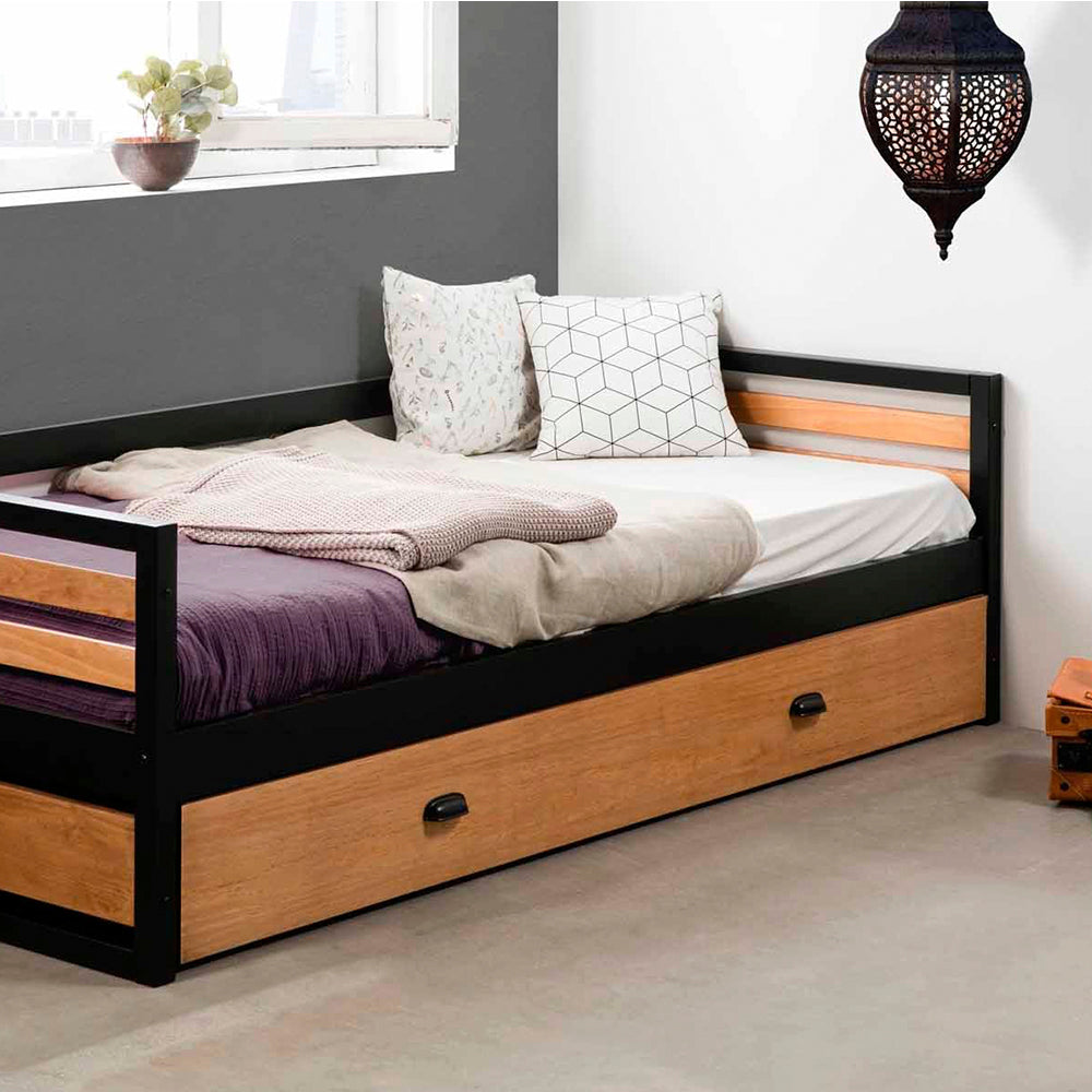 Cama Nido Simba - Color Madera y Gris Oscuro - Tugow