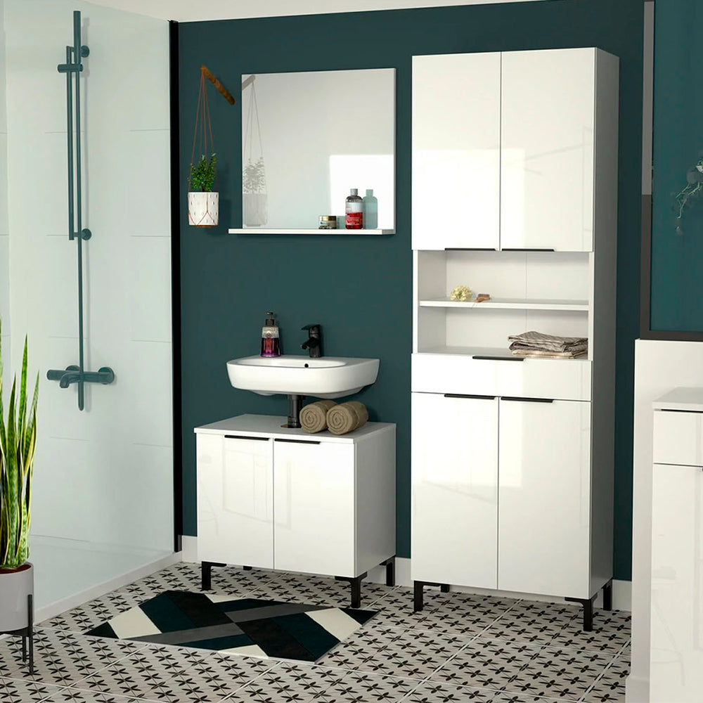 Mueble de baño de pie Sovrana - Blanco Brillante - Tugow