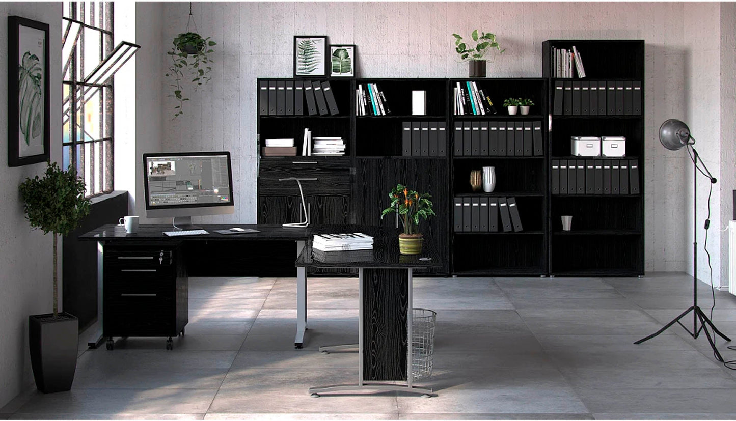 Set negro de dos escritorios con un archivero - Tu Gow