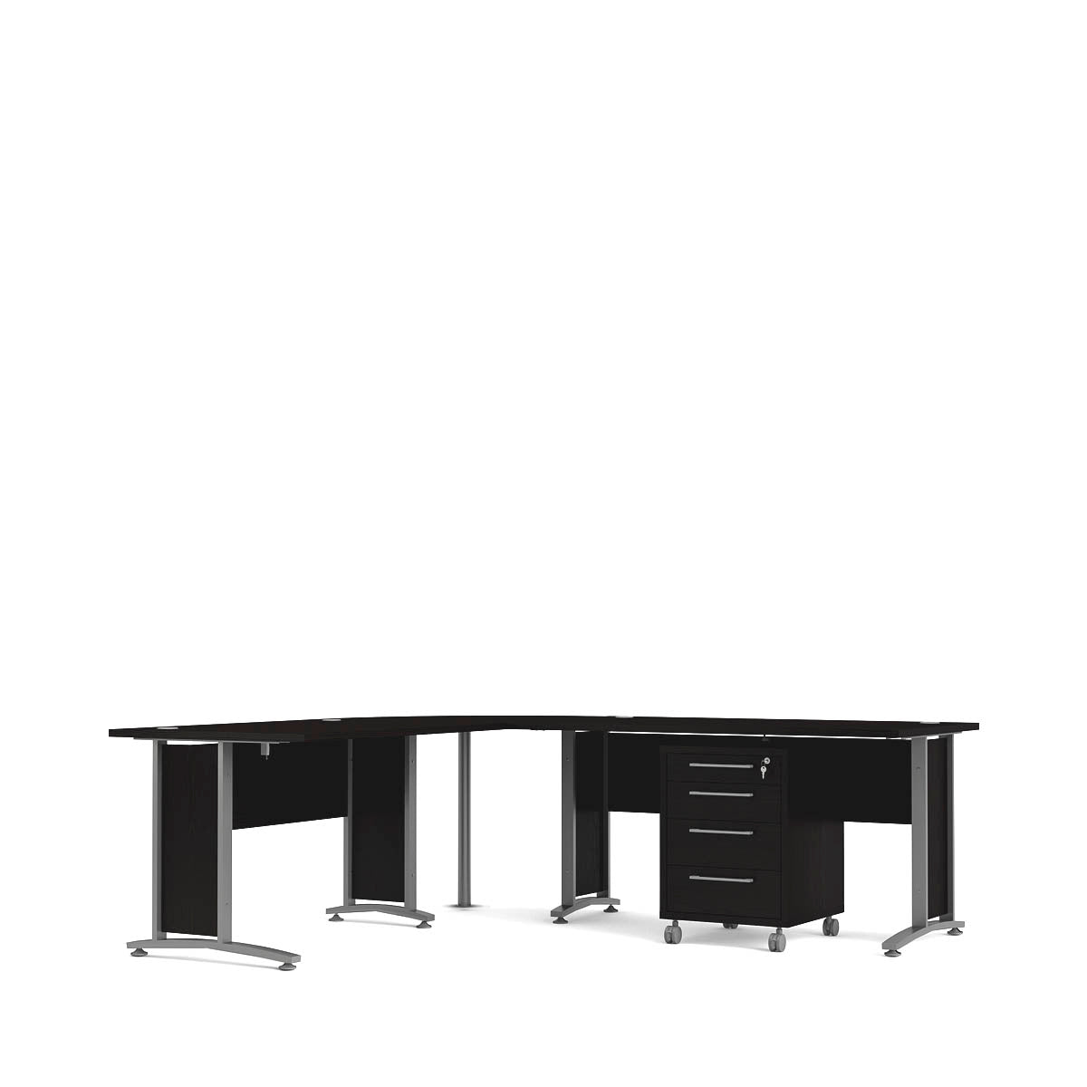 Set negro de dos escritorios con un archivero - Tu Gow