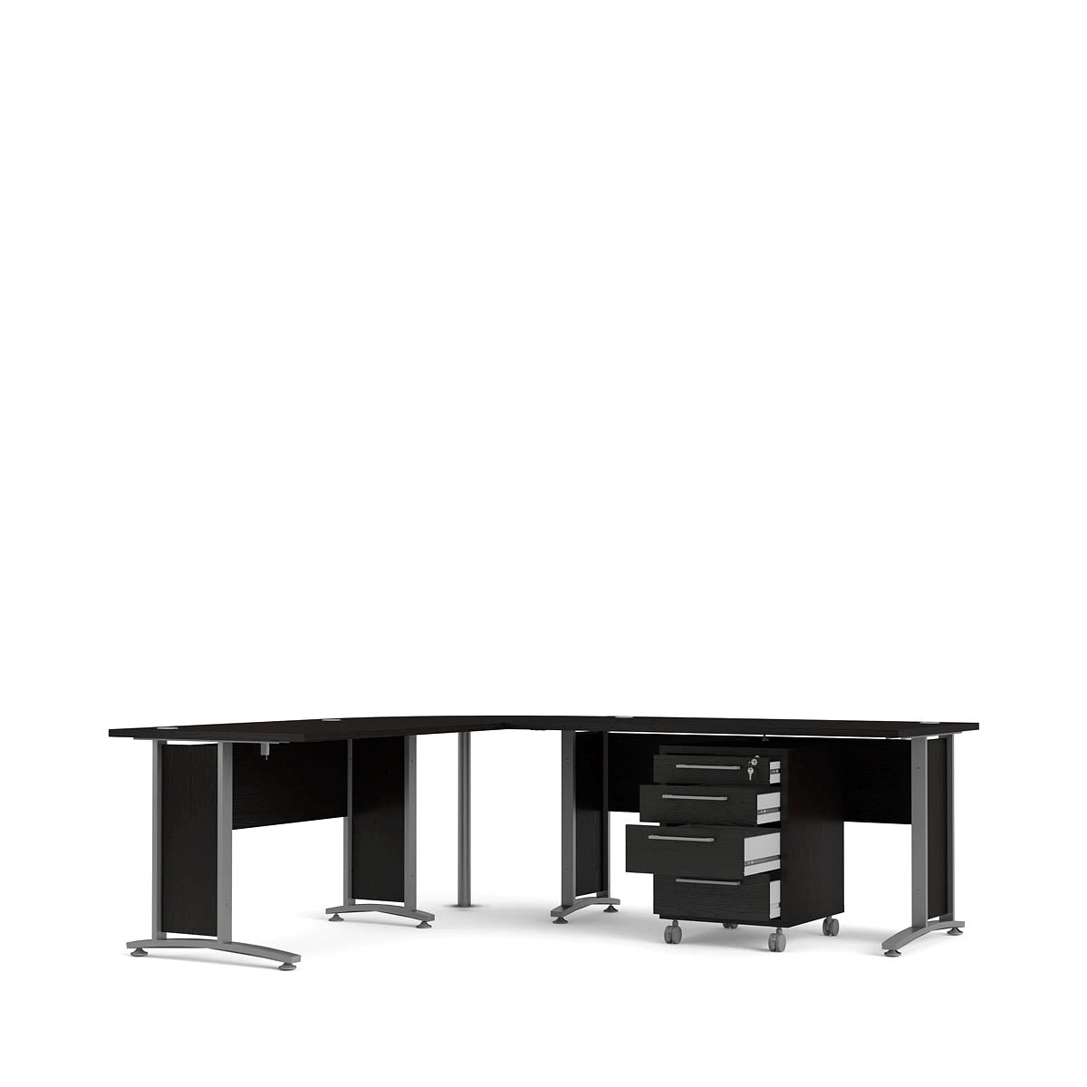 Set negro de dos escritorios con un archivero - Tu Gow