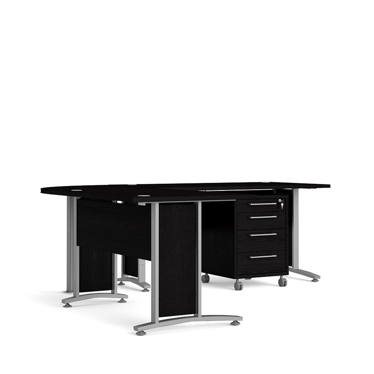 Set negro de dos escritorios con un archivero - Tu Gow