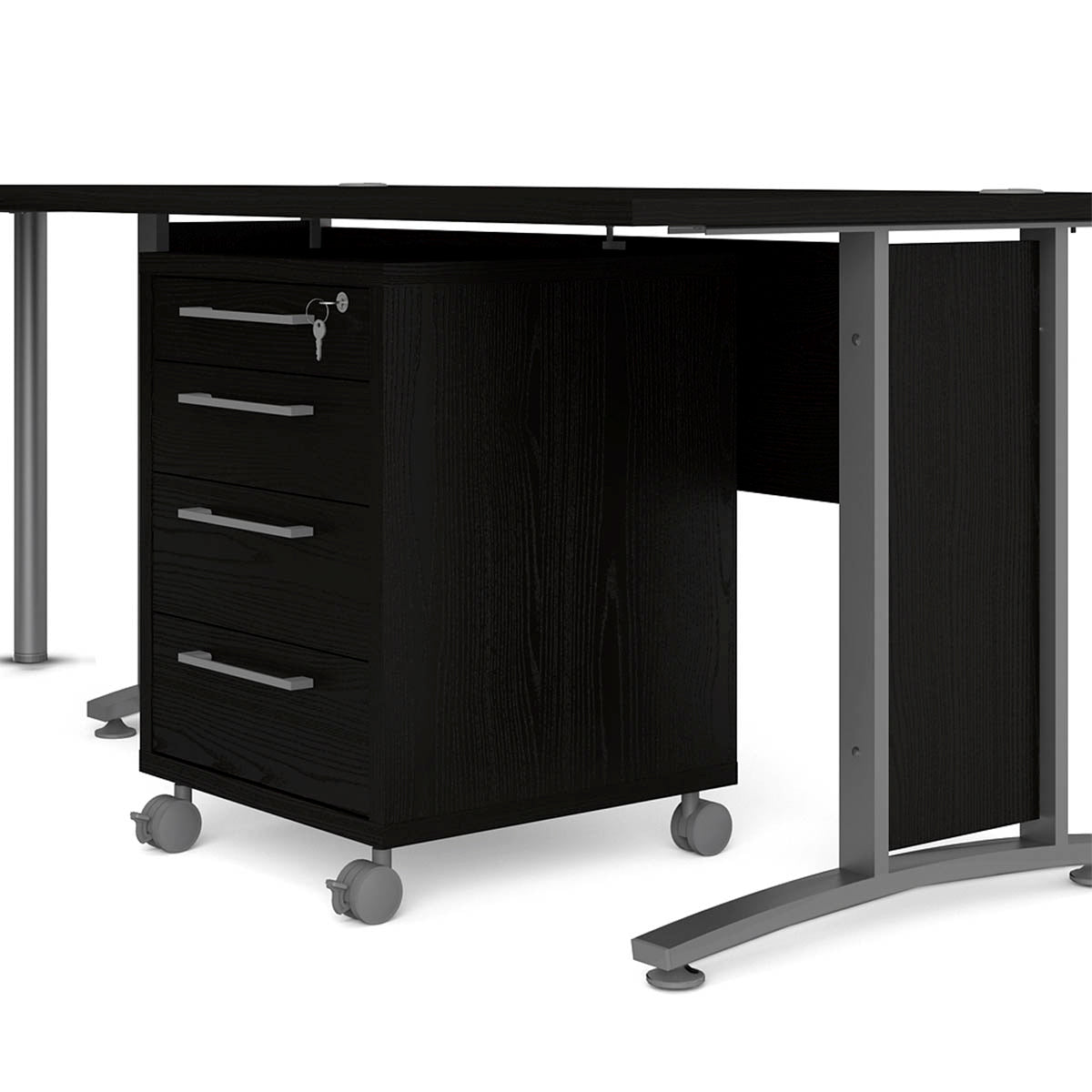 Set negro de dos escritorios con un archivero - Tu Gow