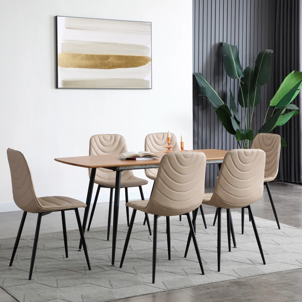 Mesa de comedor extensible Stanis - Color Madera y Negro - Tu Gow