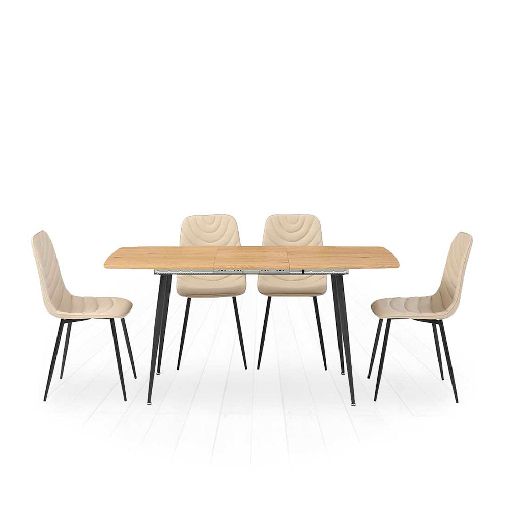 Comedor Stanis con 4 sillas Cersei - Color Madera, Negro, Beige - Tugow