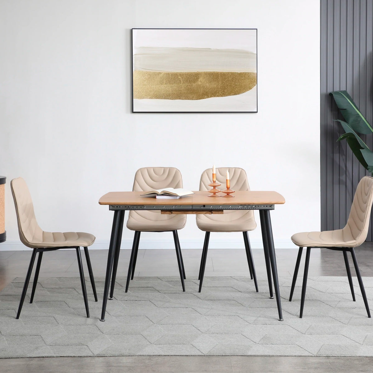 Mesa de comedor extensible Stanis - Color Madera y Negro - Tu Gow