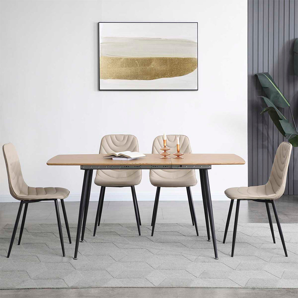 Comedor Stanis con 4 sillas Cersei - Color Madera, Negro, Beige - Tugow