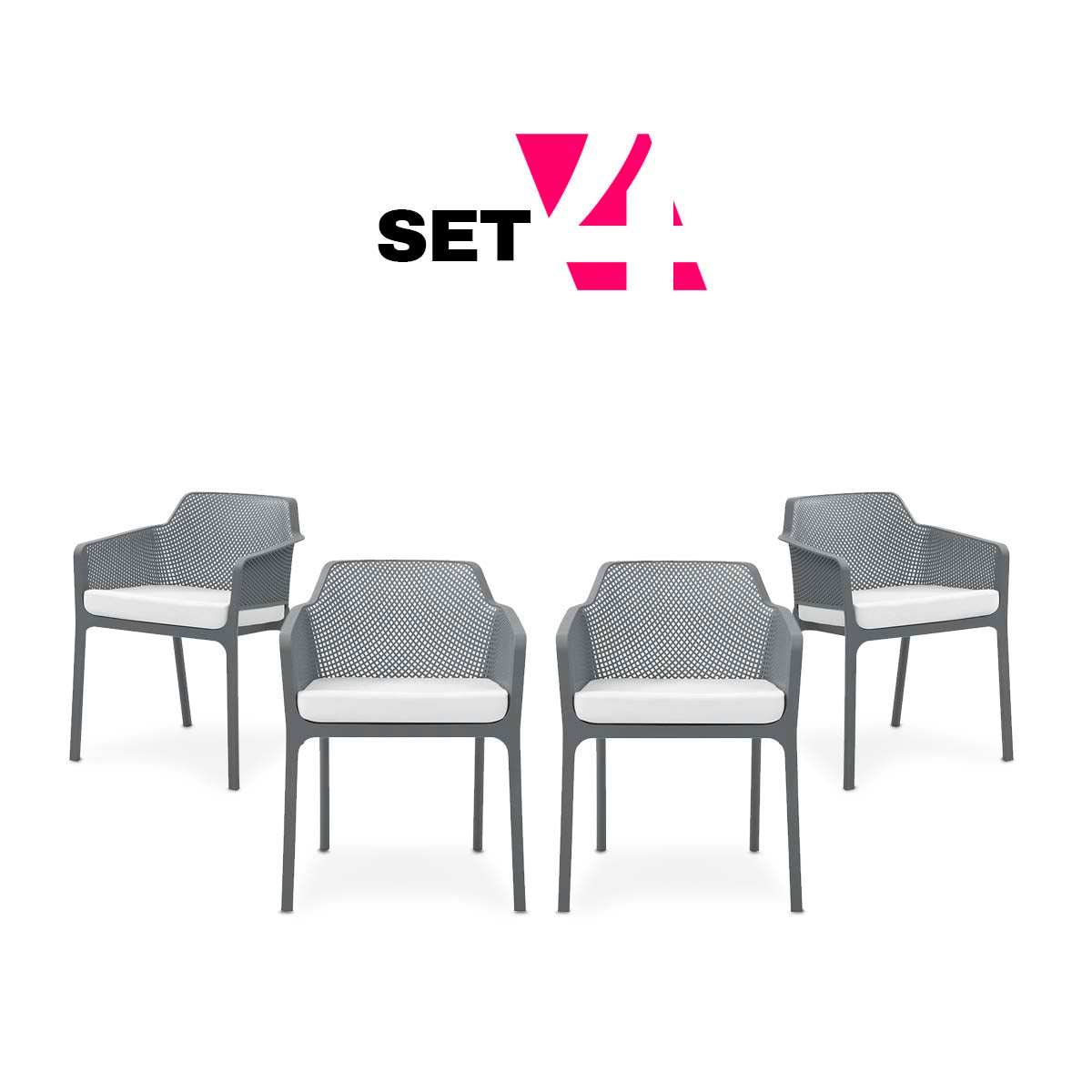 Set de 4 sillas de exterior Galdania - Gris - Tu Gow