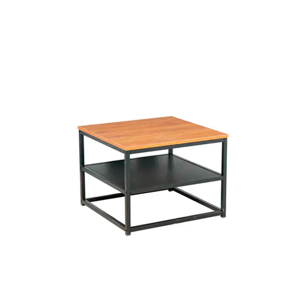 Mesa lateral cuadrada Tebas - Negro y Madera - Tugow
