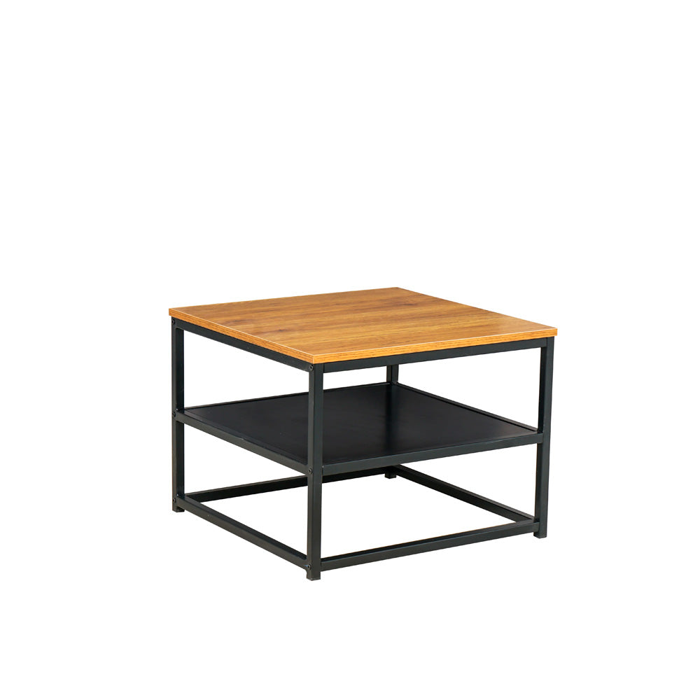 Mesa lateral cuadrada Tebas - Negro y Madera - Tugow