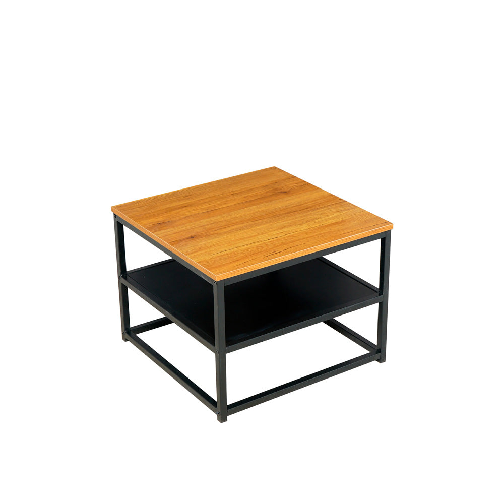 Mesa lateral cuadrada Tebas - Negro y Madera - Tugow