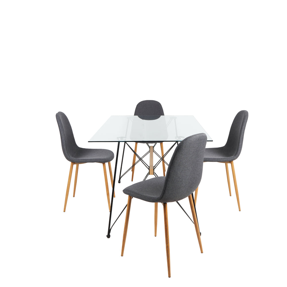 Mesa Macoba con 4 Sillas Oxford Gris - Tugow
